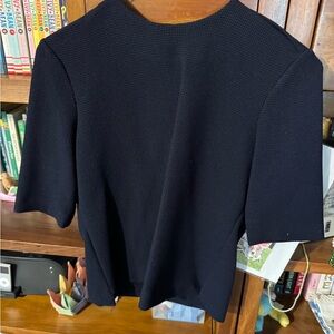 Zara Navy Short Sleeve Mandarin Collar Tee